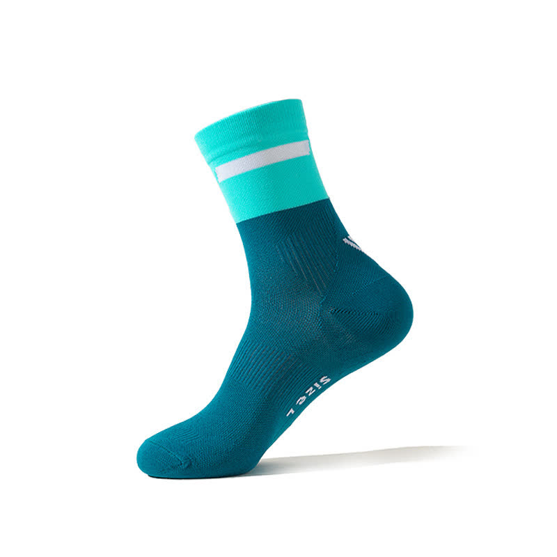 Color-block Cycling Quarter Compression Socks(7 Pairs) - Blue - EU39-43(US6-9) - image 8