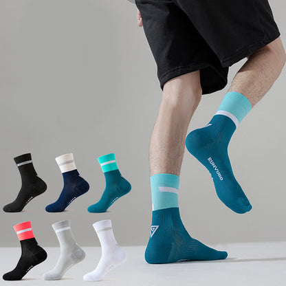 Color-block Cycling Quarter Compression Socks(7 Pairs) - image 1