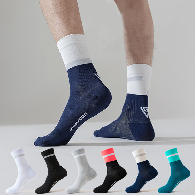 Color-block Cycling Quarter Compression Socks(7 Pairs) - Multicolor - EU39-43(US6-9) - image 0