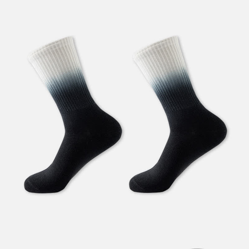 Gradient Color Block Quarter Compression Socks(6 Pairs) - Black - EU35-42(US3-8.5) - image 2