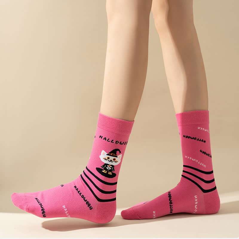 Plus Size Halloween Cute Cat Ghost Quarter Socks(6 Pairs) - image 10