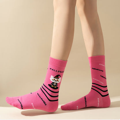 Plus Size Halloween Cute Cat Ghost Quarter Socks(6 Pairs) - image 10