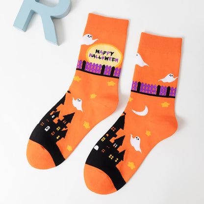 Plus Size Halloween Cute Cat Ghost Quarter Socks(6 Pairs) - Orange - EU36-44(US4-10) - image 8