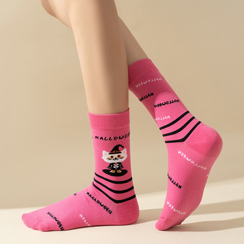 Plus Size Halloween Cute Cat Ghost Quarter Socks(6 Pairs) - image 9