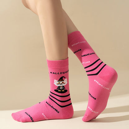 Plus Size Halloween Cute Cat Ghost Quarter Socks(6 Pairs) - image 9