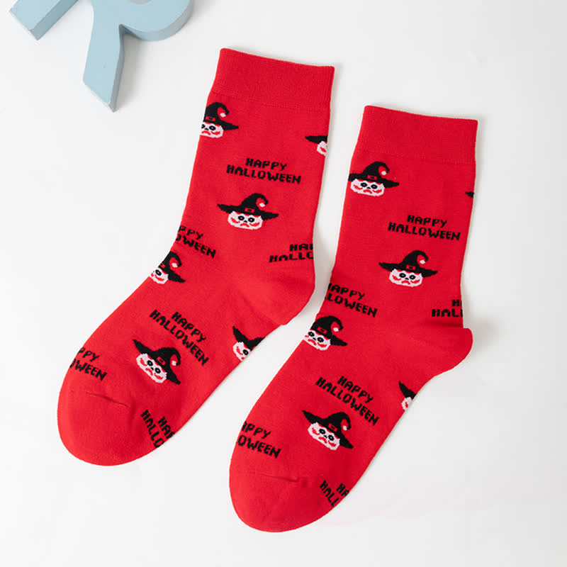 Plus Size Halloween Cute Cat Ghost Quarter Socks(6 Pairs) - Red&Black - EU36-44(US4-10) - image 6