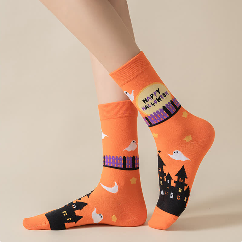 Plus Size Halloween Cute Cat Ghost Quarter Socks(6 Pairs) - image 7