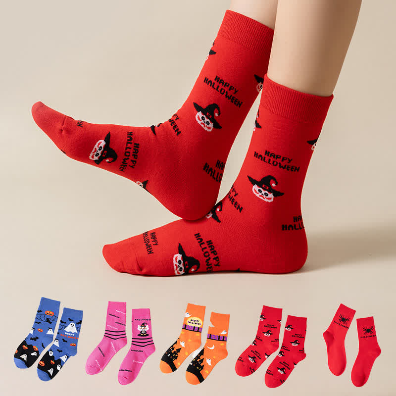 Plus Size Halloween Cute Cat Ghost Quarter Socks(6 Pairs) - image 0