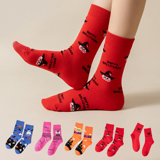 Plus Size Halloween Cute Cat Ghost Quarter Socks(6 Pairs) - image 0
