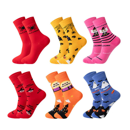 Plus Size Halloween Cute Cat Ghost Quarter Socks(6 Pairs) - Multicolor - EU36-44(US4-10) - image 1