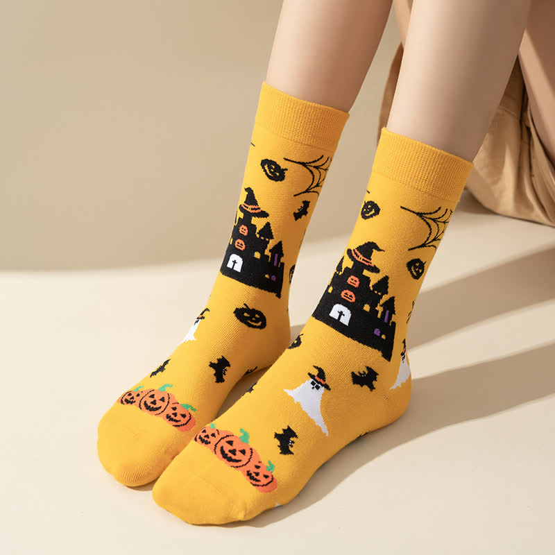 Plus Size Halloween Cute Cat Ghost Quarter Socks(6 Pairs) - image 14