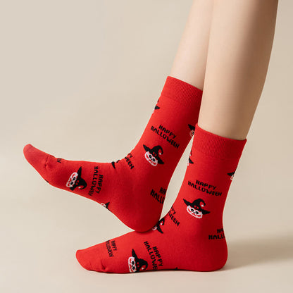 Plus Size Halloween Cute Cat Ghost Quarter Socks(6 Pairs) - image 5