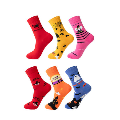 Plus Size Halloween Cute Cat Ghost Quarter Socks(6 Pairs) - image 2