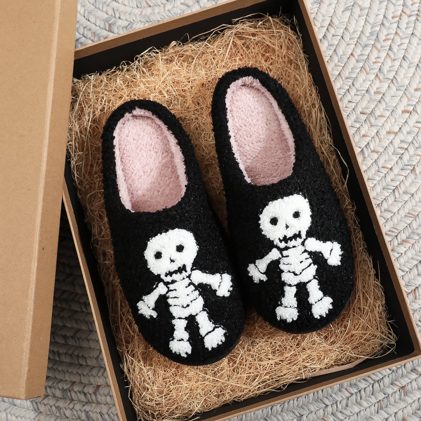 Plus Size Halloween Horror Skeleton Slippers - Black - EU44-45(US10-11) - image 1