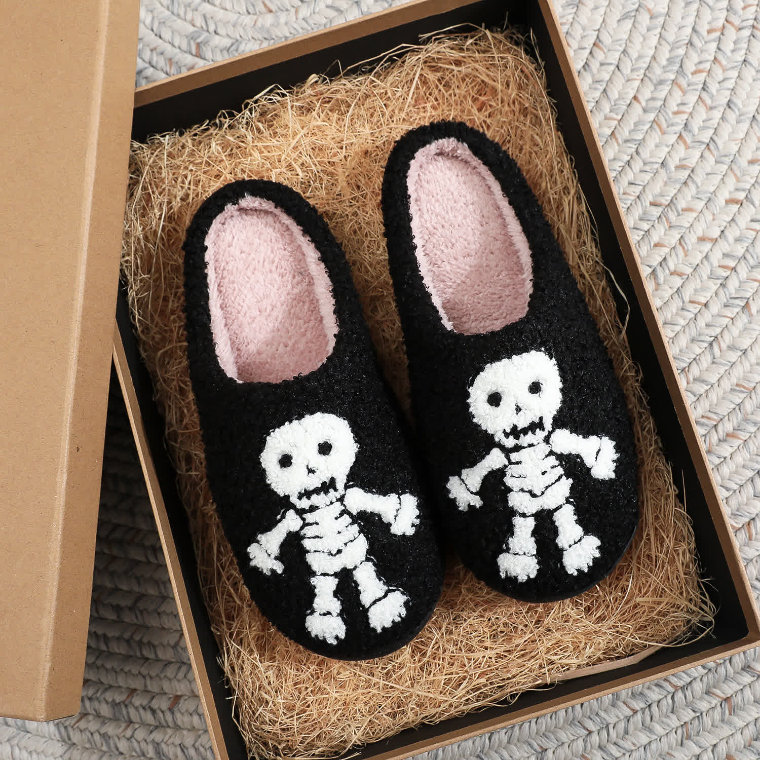 Plus Size Halloween Horror Skeleton Slippers - Black - EU44-45(US10-11) - image 1