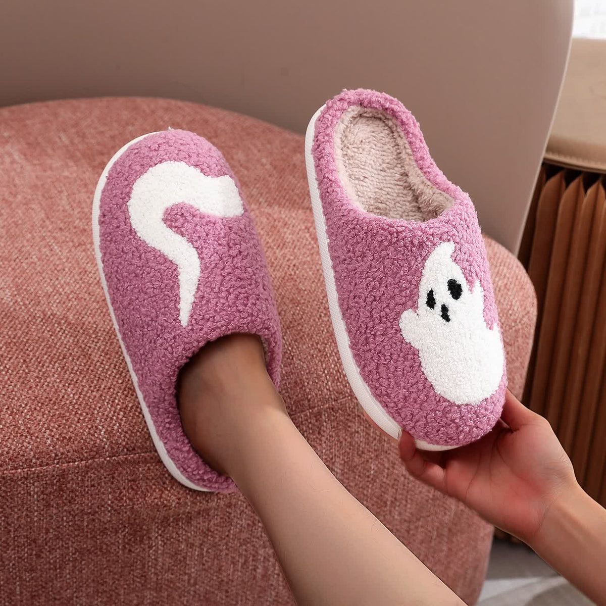 Plus Size Halloween Purple Ghost Slippers - image 2