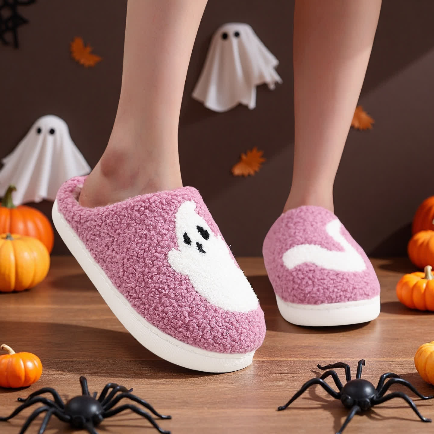 Plus Size Halloween Purple Ghost Slippers - image 0