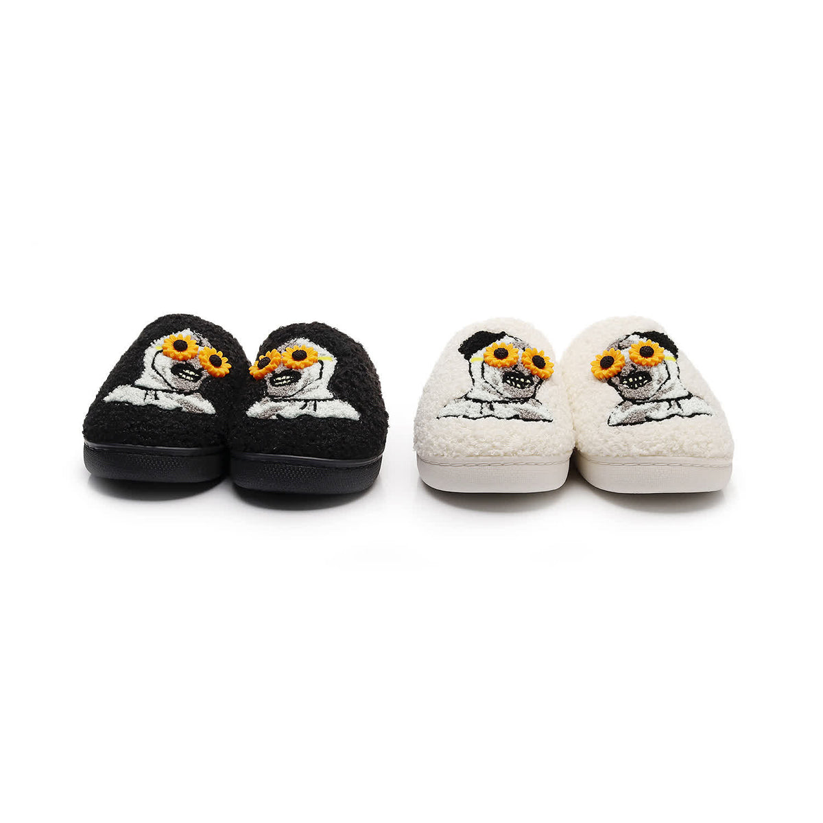 Halloween Skull Slippers with Flower Glasses - image 1