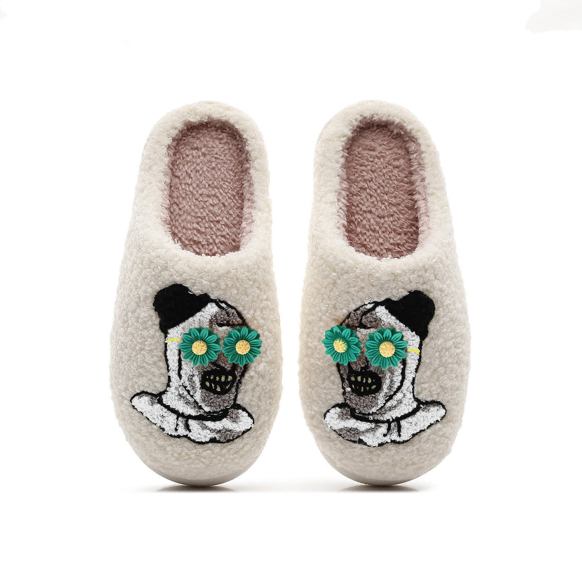 Halloween Skull Slippers with Flower Glasses - White - Green - EU44-45(US10-11) - image 20