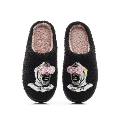 Halloween Skull Slippers with Flower Glasses - Black - Pink - EU44-45(US10-11) - image 13