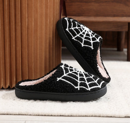 Plus Size Halloween Spider Web Print Slippers - image 9