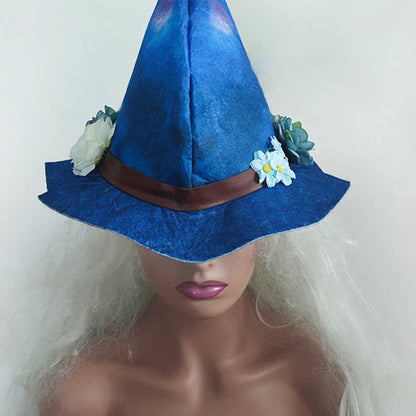 Halloween Floral Blue Witch Hat - image 3