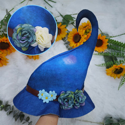 Halloween Floral Blue Witch Hat - image 1