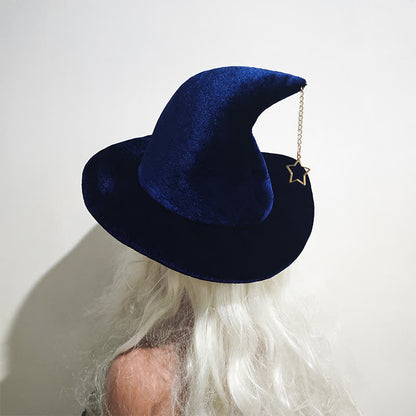 Vintage Witch Hat with Star Pendant - Blue - One Size - image 3