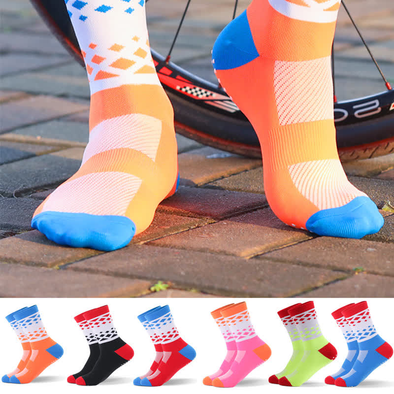 Graphics Color Block Quarter Compression Socks(6 Pairs) - Multicolor - EU40-45(US7-11) - image 0