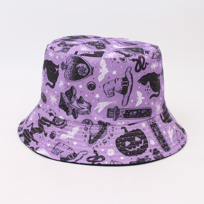 Plus Size Halloween Spooky Print Bucket Hat - E - One Size - image 6