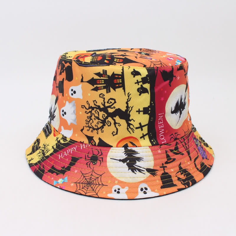 Plus Size Halloween Spooky Print Bucket Hat - B - One Size - image 3