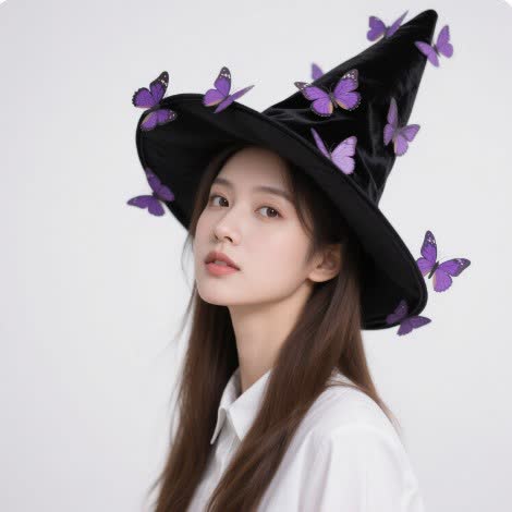 Plus Size Halloween Butterfly Witch Hat - image 0