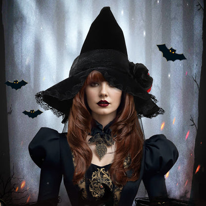 Halloween Mesh Artificial Flower Witch Hat - image 0