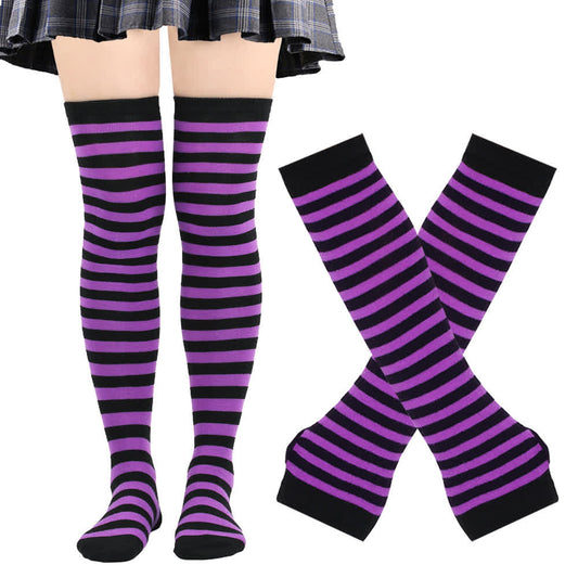Purple Series Gloves Thigh High Socks Set - Purple - A - One Size - image 0