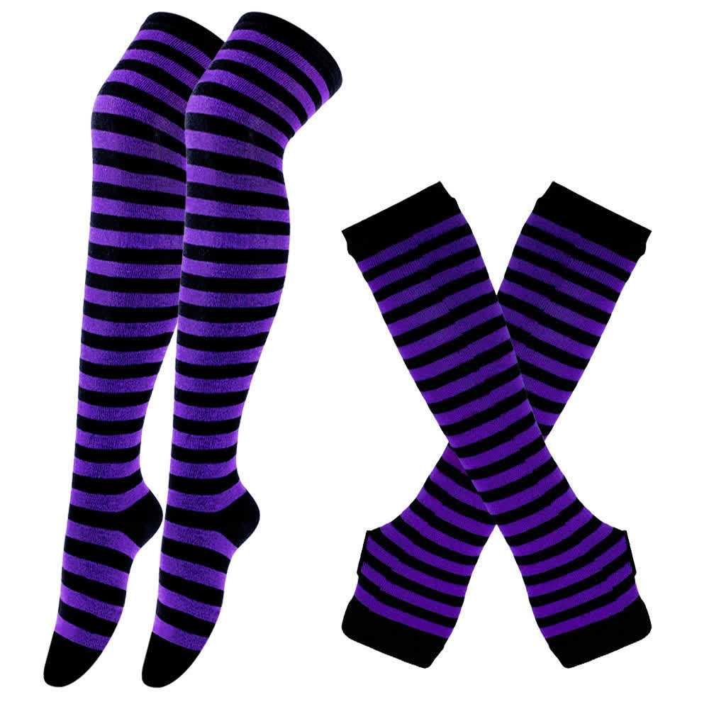 Purple Series Gloves Thigh High Socks Set - Purple - C - One Size - image 2