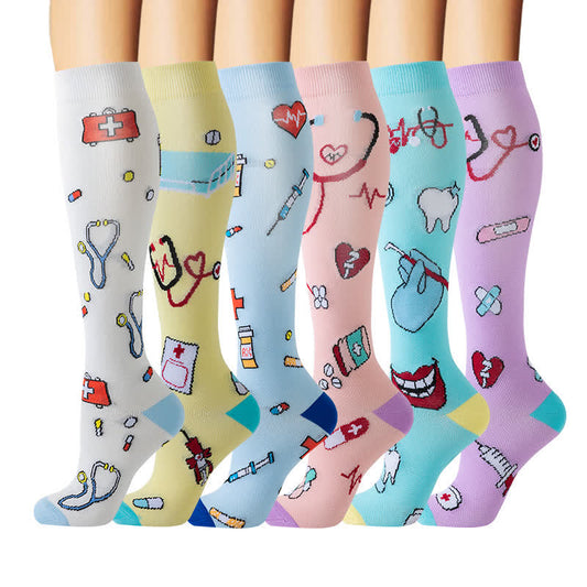 Medical Print Knee High Compression Socks(6 Pairs) - image 0