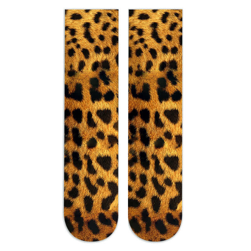 Wild Leopard Camouflage Print Knee High Socks(5 Pairs) - B - EU36-42(US3-8.5) - image 13