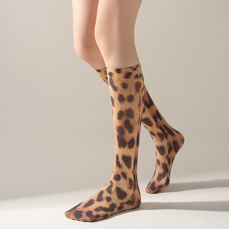 Wild Leopard Camouflage Print Knee High Socks(5 Pairs) - image 7