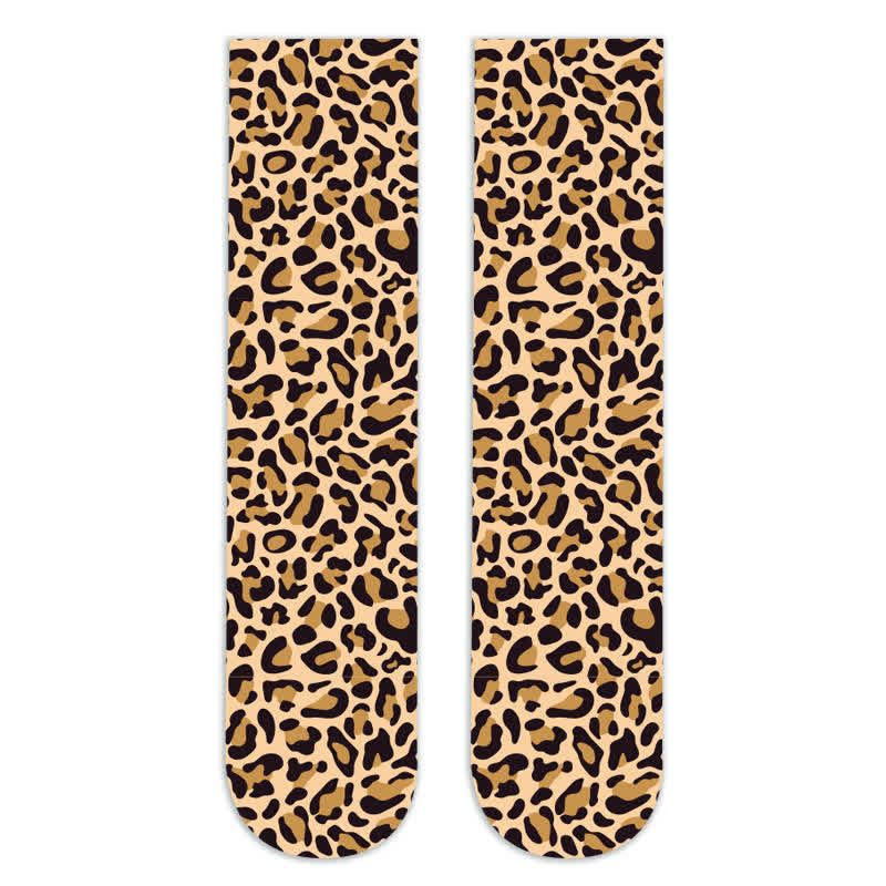 Wild Leopard Camouflage Print Knee High Socks(5 Pairs) - A - EU36-42(US3-8.5) - image 10