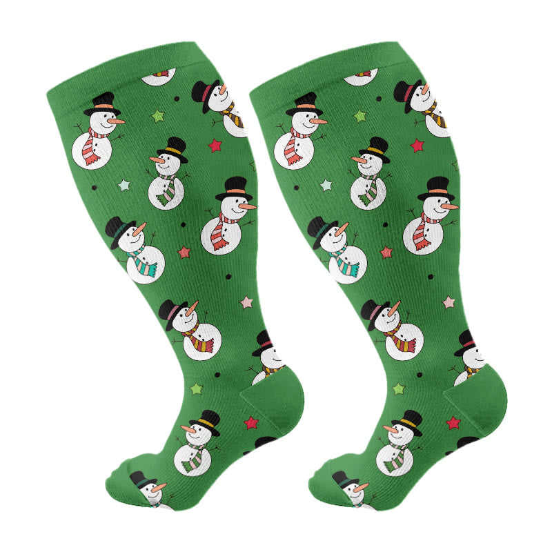 Plus Size Snowman Whale Elk Compression Socks(3 Pairs) - image 9