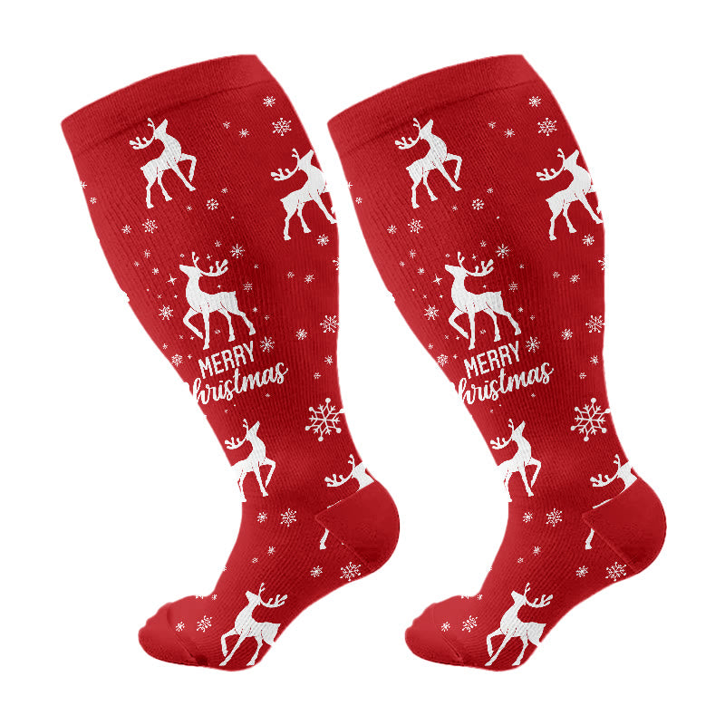 Plus Size Snowman Whale Elk Compression Socks(3 Pairs) - image 10