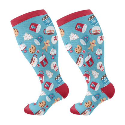 Plus Size Adorable Christmas Mix Compression Socks(3 Pairs) - image 6