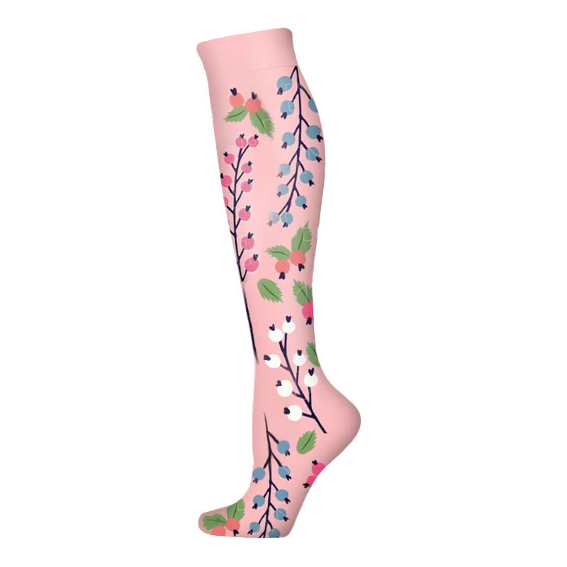 Blooming Flowers Series Compression Socks(6 Pairs) - Pink-A - S/M - image 7