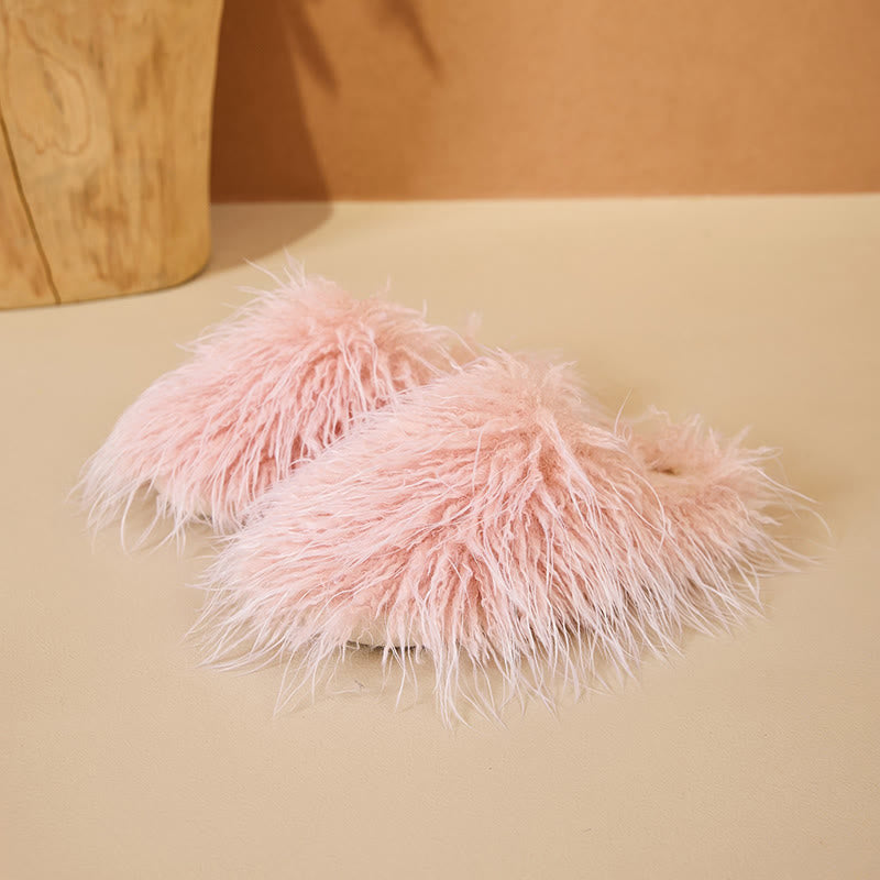 Plus Size Fluffy Fur Slippers - Pink - EU42-43(US8.5-9) - image 14