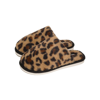 Plus Size Leopard Print Warm Slippers - Brown - EU44-45(US10-11) - image 5