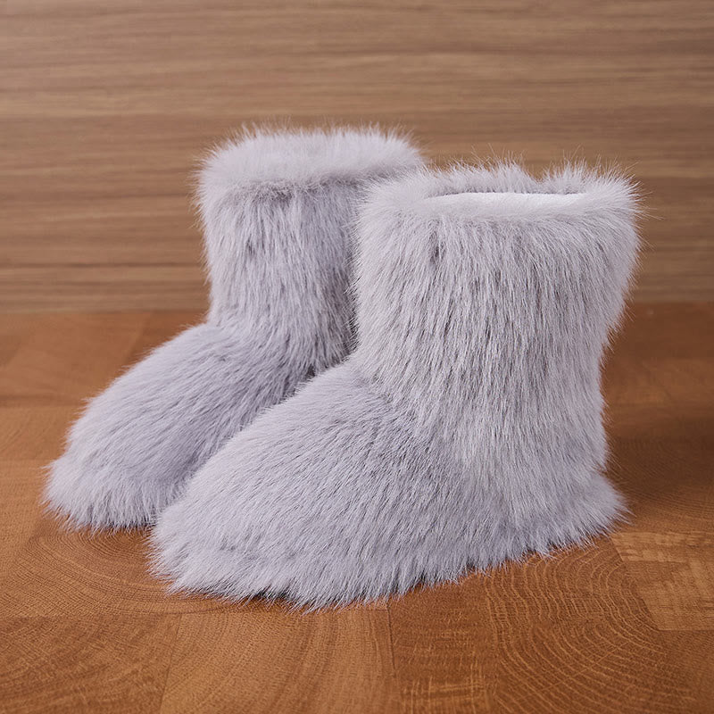 Plus Size Long Haired Slippers - Grey - EU42-43(US8.5-9) - image 1