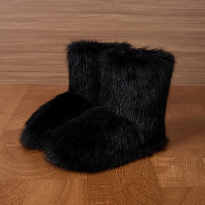 Plus Size Long Haired Slippers - Black - EU42-43(US8.5-9) - image 3