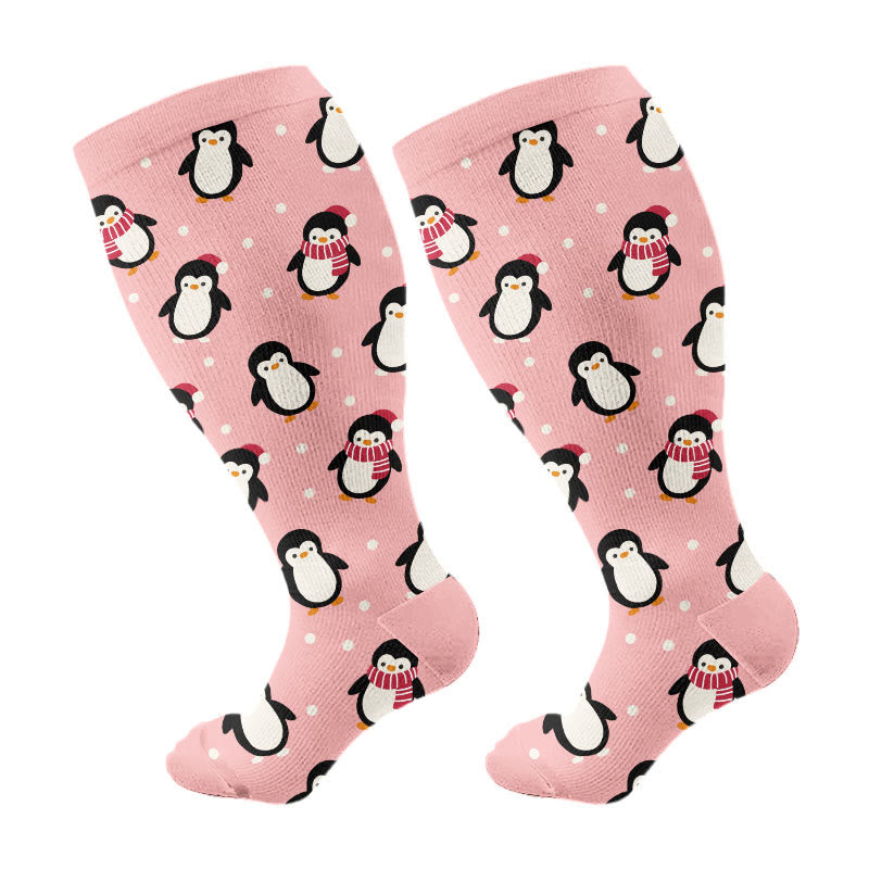 Plus Size Penguin Deer Cow Compression Socks(3 Pairs) - image 6