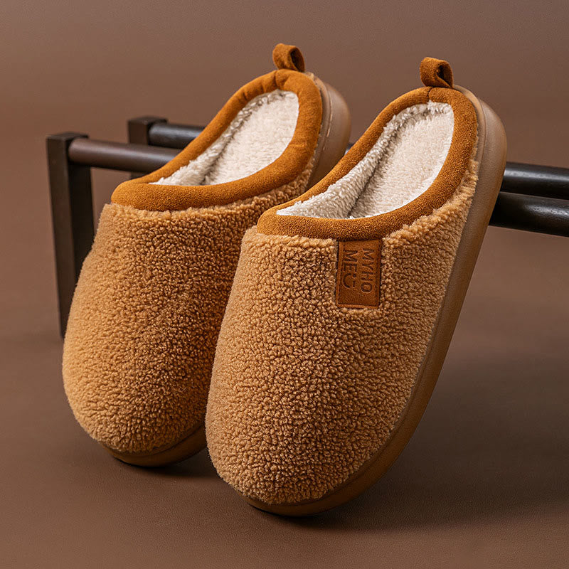 Plus Size Simple Plush Slippers - Brown - EU44-45(US10-11) - image 14