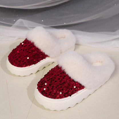 Plus Size Sequin Slippers - Red - EU42-43(US8.5-9) - image 7
